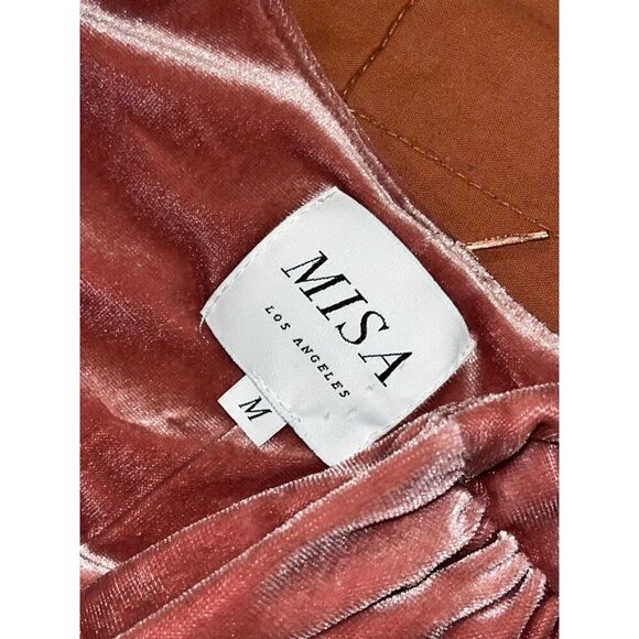 MISA Los Angeles Women's Desma Velvet Wrap Cocktail Mini Dress Pink Size Medium - Picture 6 of 11